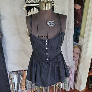 NWOT We The Free Cami Bustier Denim Peplum Tank S